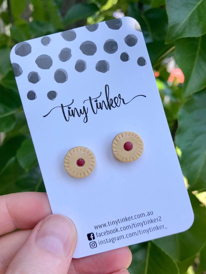 Raspberry shortcake biscuit earrings